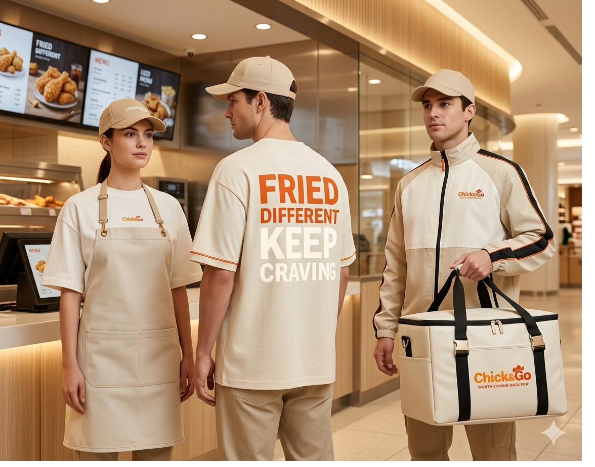 Chick&Go ekibi, mağaza ve teslimat üniformaları